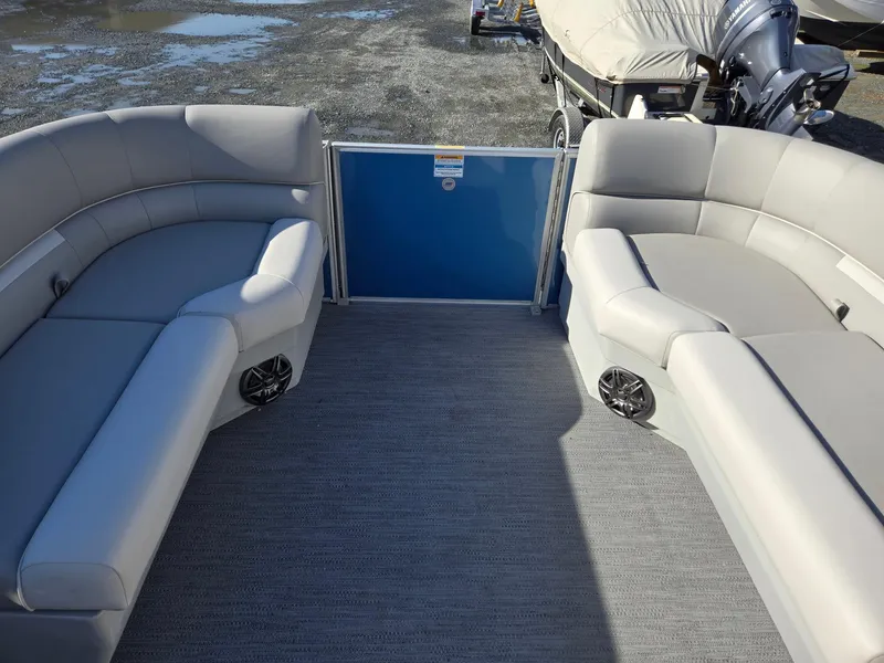 Slide: The Image of Interior of 2025 Godfrey Xperience Cruise 2086 CX with gray seating and carpeted floor. - 31