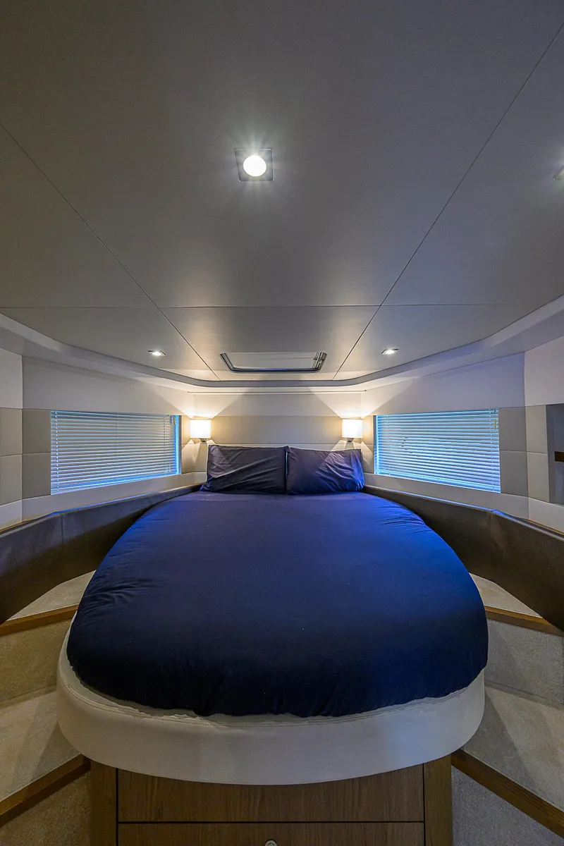 Slide: The Image of Luxurious bedroom interior of 2017 Beneteau Gran Turismo 49 Fly yacht. - 12
