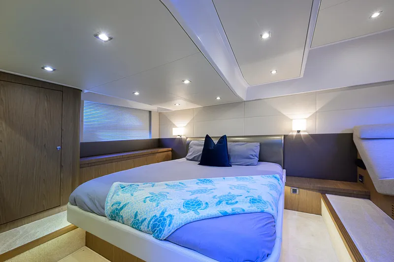 Slide: The Image of Luxurious bedroom interior of 2017 Beneteau Gran Turismo 49 Fly yacht. - 16