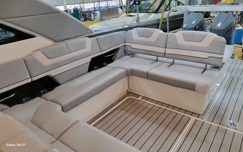 Slide: The Image of 2024 Formula 430 Super Sport Crossover interior with luxurious seating and modern design. - 18