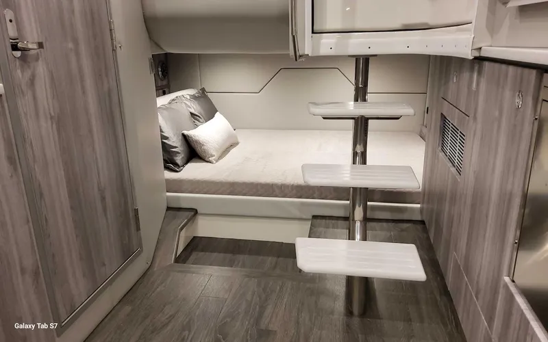 Slide: The Image of Interior cabin of 2024 Formula 430 Super Sport Crossover with modern design and cozy bed. - 37