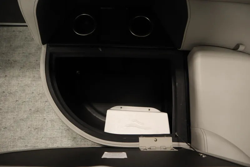 Slide: The Image of 2025 Trifecta 22TRFC LE 2.75 pontoon boat with spacious seating and modern design. - 11