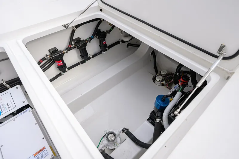 Slide: The Image of 2022 Valhalla V-46 Center Console boat interior wiring and components. - 8