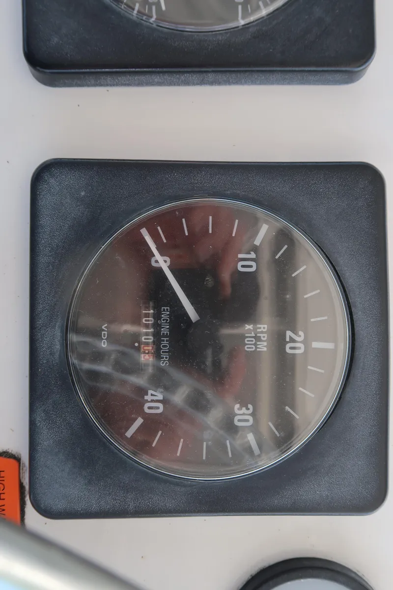 Slide: The Image of Close-up of 2002 Luhrs 40 Convertible engine RPM gauge. - 22