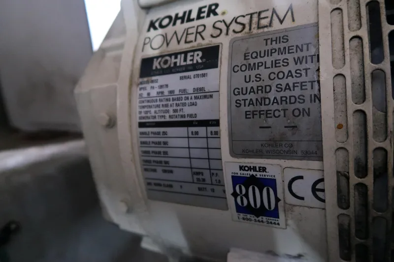 Slide: The Image of Kohler power system label on 2002 Luhrs 40 Convertible boat engine. - 27