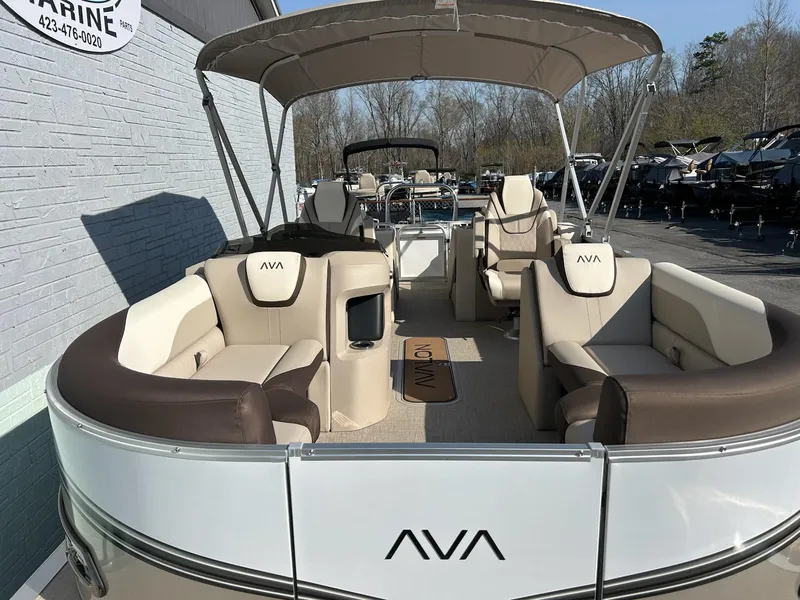 Slide: The Image of 2025 Avalon 2385 LSZ Rear Lounger pontoon boat with spacious seating and canopy. - 5