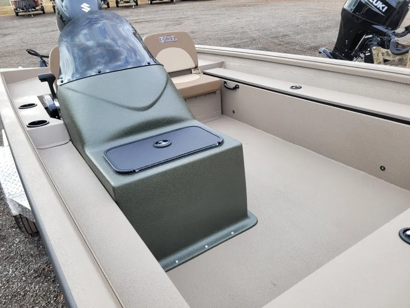 Slide: The Image of 2025 Excel 1960 Stalker SC boat interior with seating and storage compartments. - 9