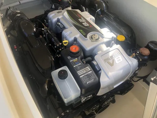 Slide: The Image of 2022 Chris-Craft Launch 28 GT engine, showcasing powerful V8 configuration. - 15