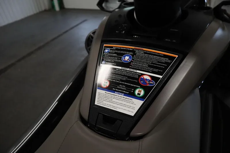 Slide: The Image of 2025 Yamaha WaveRunner FX® HO Audio dashboard with safety instructions. - 16