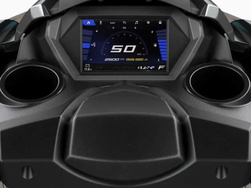 Slide: The Image of 2025 Yamaha WaveRunner FX® HO Audio dashboard with digital display and controls. - 28