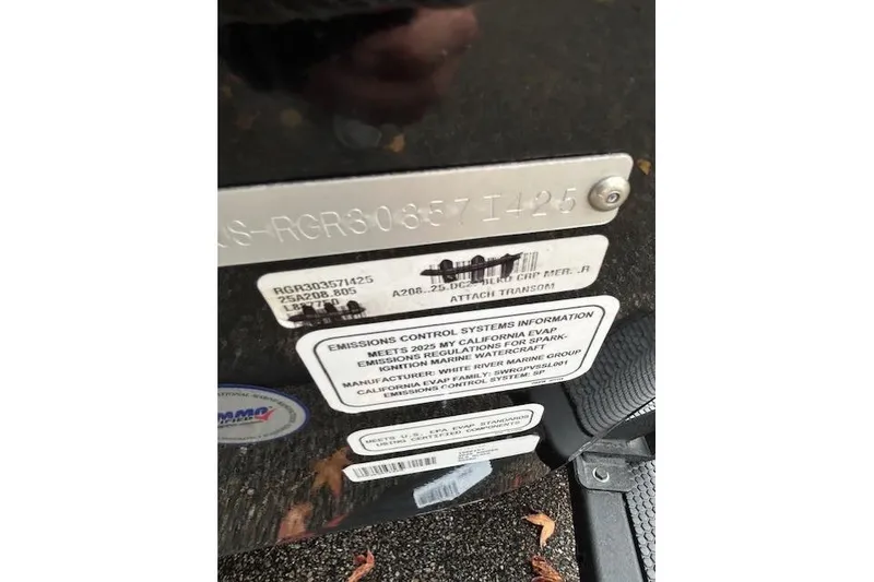 Slide: The Image of Close-up of 2025 Ranger ALPHA 208 emissions control and identification labels. - 88