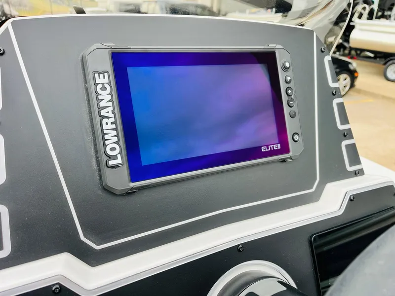 Slide: The Image of Lowrance Elite display on 2025 Ranger ALPHA 208 boat dashboard. - 32