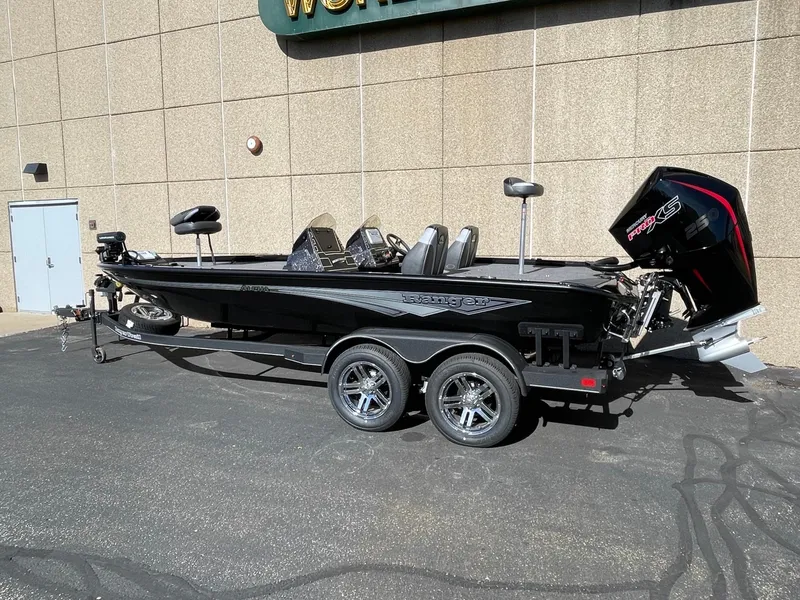 The Image of 2025 Ranger ALPHA 208 boat displayed indoors, featuring sleek design and modern equipment. - 0