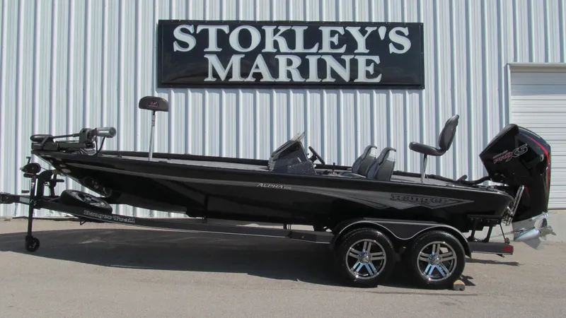 Slide: The Image of 2025 Ranger ALPHA 208 boat at Stokley's Marine dealership. - 1