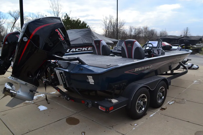 The Image of 2025 Ranger ALPHA 208 boat with dual engines on a trailer. - 0
