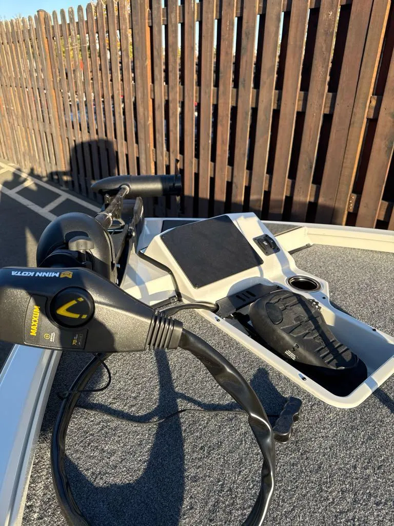 Slide: The Image of 2025 Ranger ALPHA 208 boat deck with control panel and foot pedal. - 3