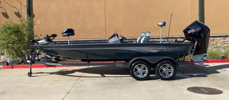 The Image of 2025 Ranger ALPHA 208 boat on trailer, side view, outdoors. - 0