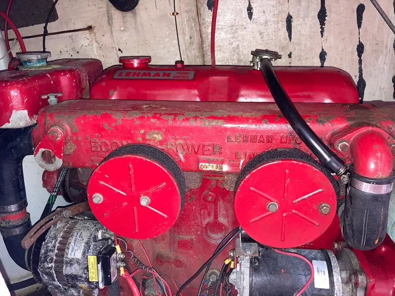 Slide: The Image of Red Lehman engine in a 1975 Northstar Hughs Northstar 80/20 Center Cockpit boat. - 24