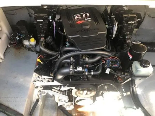 Slide: The Image of Engine compartment of 2003 Sea Ray 260 Sundancer with MerCruiser 5.0 MPI engine. - 22