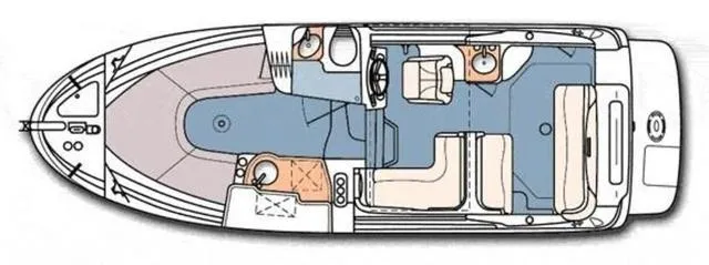 Slide: The Image of Floor plan of 2003 Sea Ray 260 Sundancer boat, showing interior layout and amenities. - 25