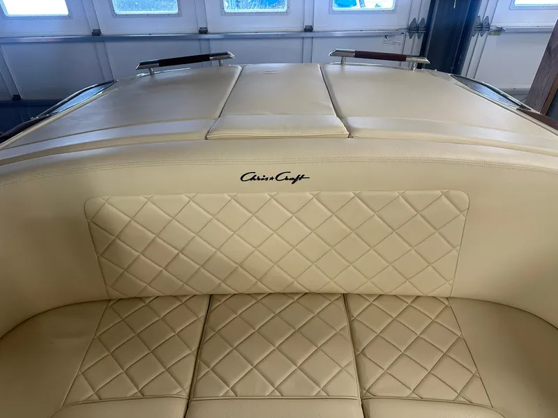 Slide: The Image of 2025 Chris-Craft Launch 27 boat interior with quilted leather seats. - 20