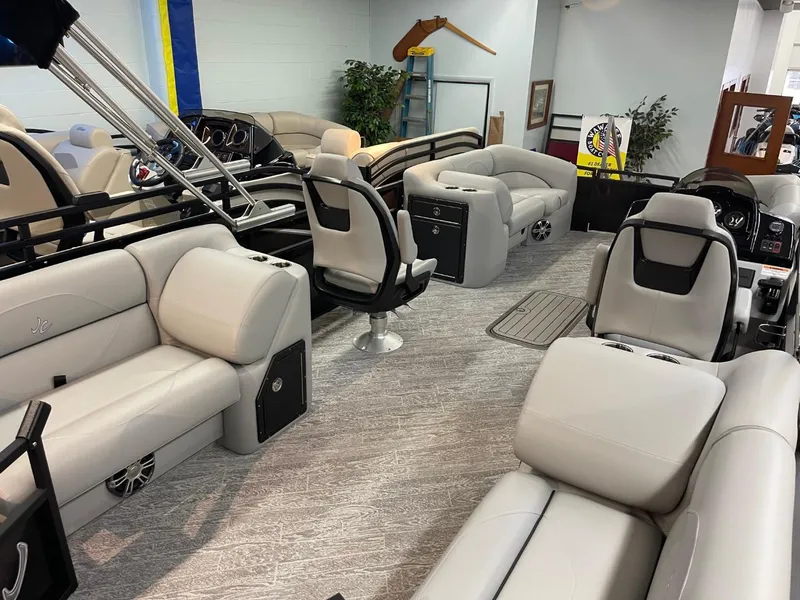 Slide: The Image of 2025 JC Spirit 247TT Sport boat interior with modern seating and sleek design. - 28