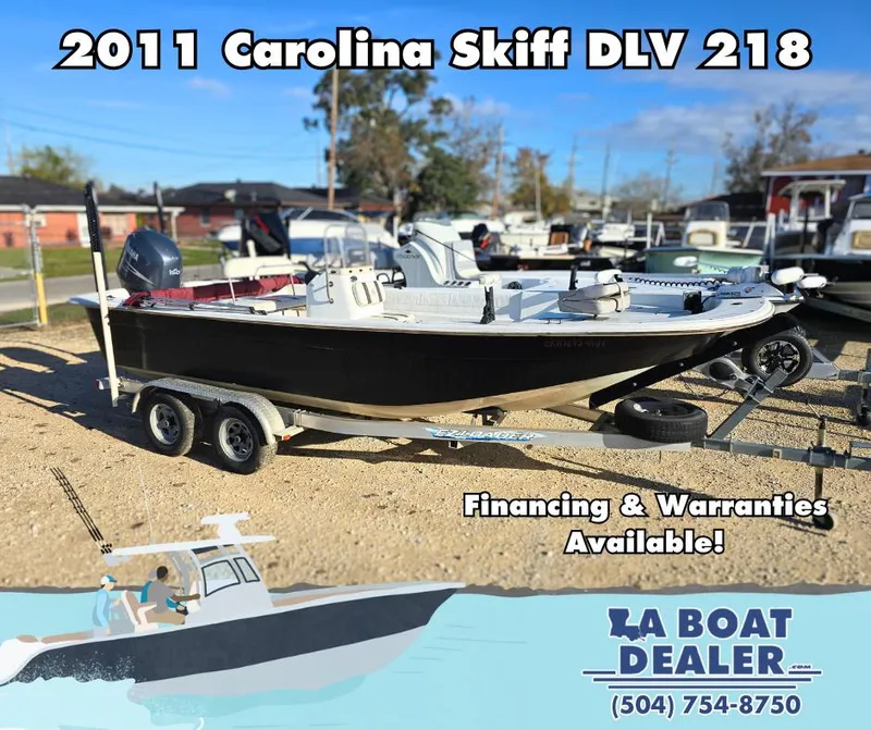Slide: The Image of 2011 Carolina Skiff 218 DLV boat on trailer at LA Boat Dealer. Financing available. - 15