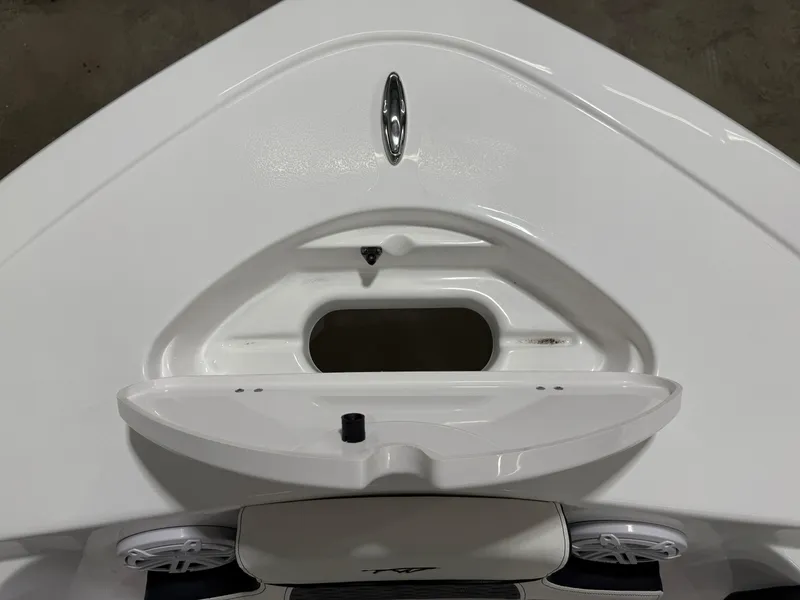 Slide: The Image of 2025 Tidewater 210LXF boat deck with sleek white design and modern features. - 33
