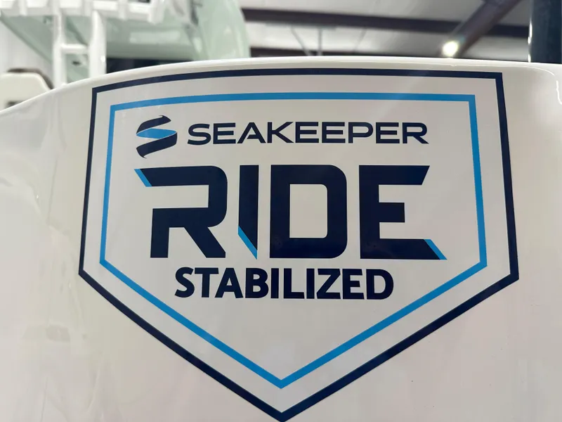 Slide: The Image of Seakeeper Ride Stabilized logo on 2025 Tidewater 320cc boat. - 10