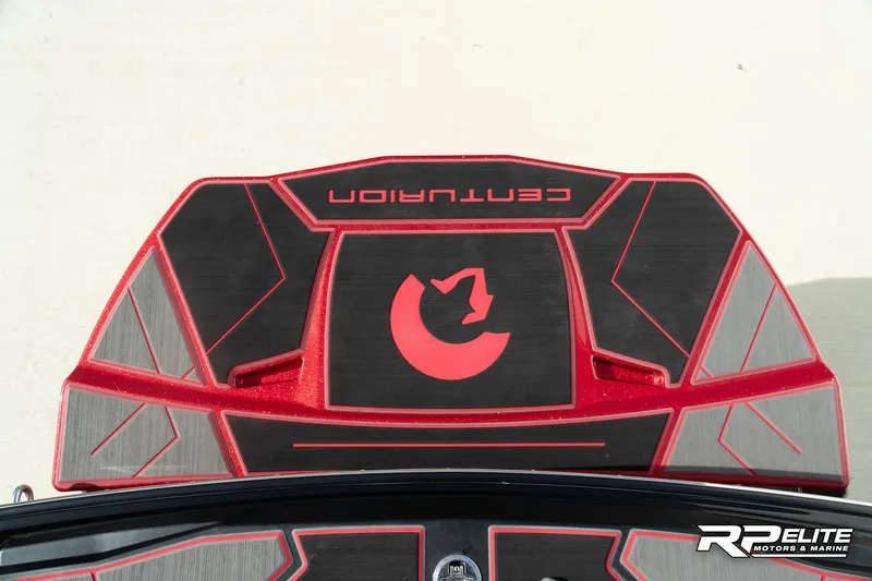 Slide: The Image of 2024 Centurion Ri245 boat deck with red and black design. - 47
