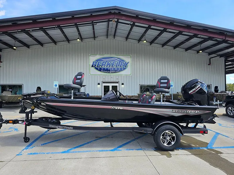The Image of 2025 Ranger RT178 boat displayed outside Berkeley Outdoors dealership. - 1