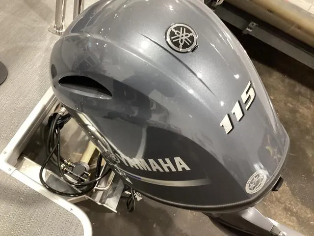 Slide: The Image of Yamaha 115 outboard motor on 2025 Godfrey Xperience 2286 SBX boat. - 16