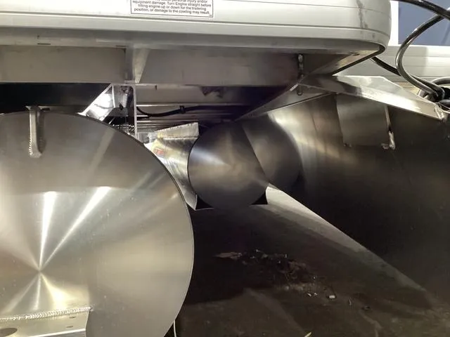 Slide: The Image of Close-up of 2025 Godfrey Xperience 2286 SBX pontoon boat undercarriage. - 23