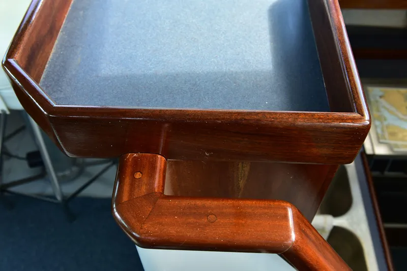 Slide: The Image of Wooden helm detail on 1998 Duffy 35 Downeast Cruiser. - 57