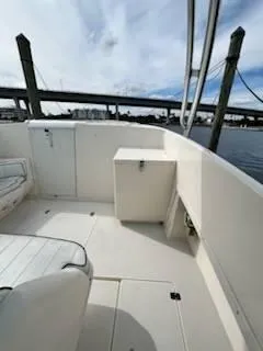 Slide: The Image of 2001 Intrepid 366 Cuddy boat interior with bridge view. - 19