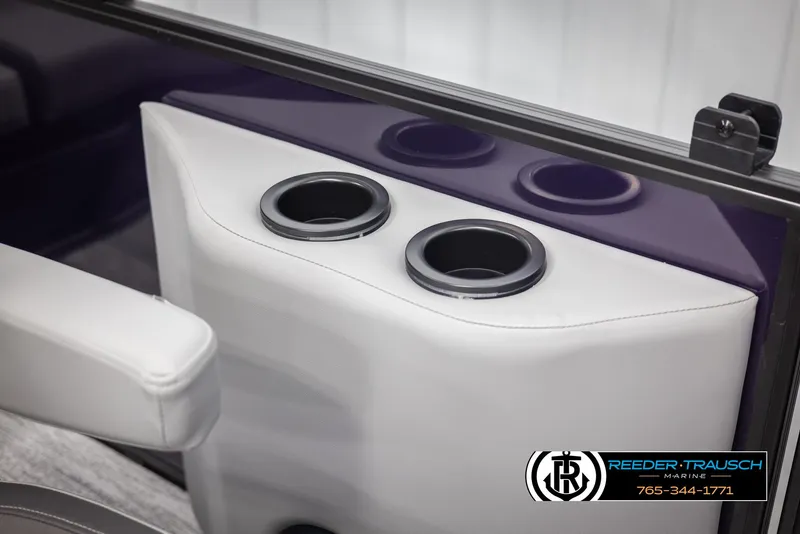 Slide: The Image of 2025 Bennington 23 SSBSE boat interior with cup holders, featuring sleek design and comfort. - 40