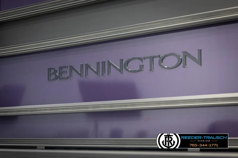 Slide: The Image of 2025 Bennington 23 SSBSE boat logo on a sleek purple surface. - 47