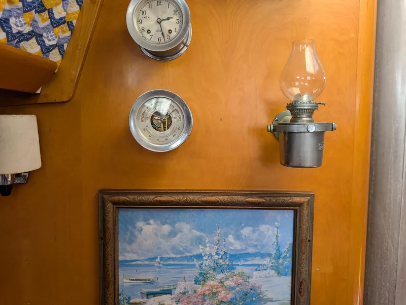 Slide: The Image of Interior of 1974 Hinckley Bermuda 40 Yawl with nautical decor and painting. - 46