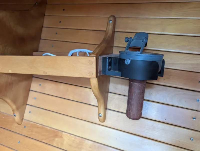 Slide: The Image of Wooden interior detail of a 1974 Hinckley Bermuda 40 Yawl sailboat. - 49