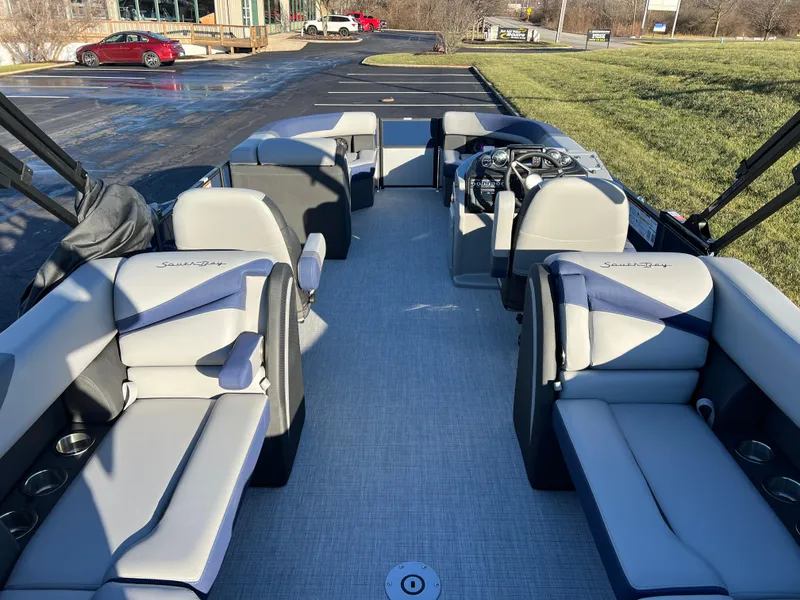 Slide: The Image of 2025 South Bay 224 RS Performance Package boat interior with spacious seating and modern design. - 16