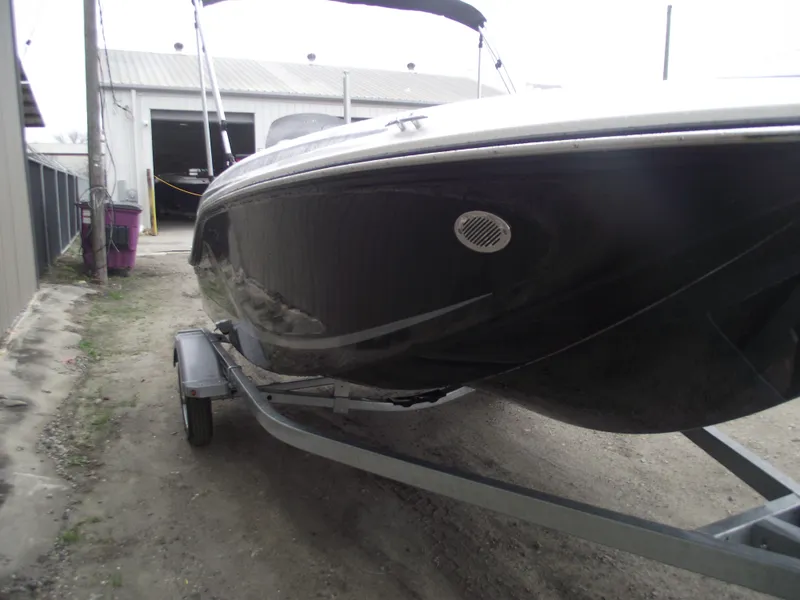 Slide: The Image of 2025 Bayliner Element M15 boat on trailer. - 2