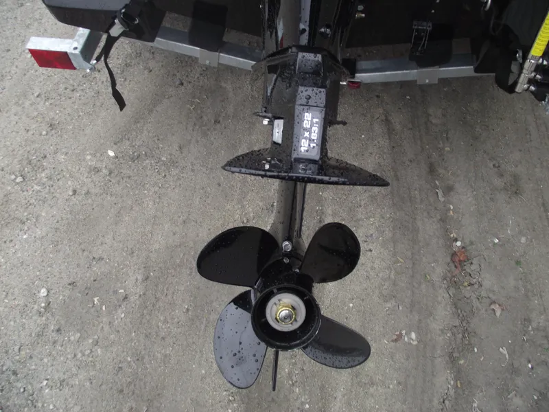 Slide: The Image of Close-up of 2025 Bayliner Element M15 boat propeller. - 5
