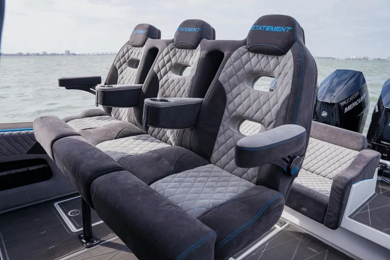 Slide: The Image of Luxurious seating on 2024 Statement 38 Open boat with quilted design and armrests. - 39