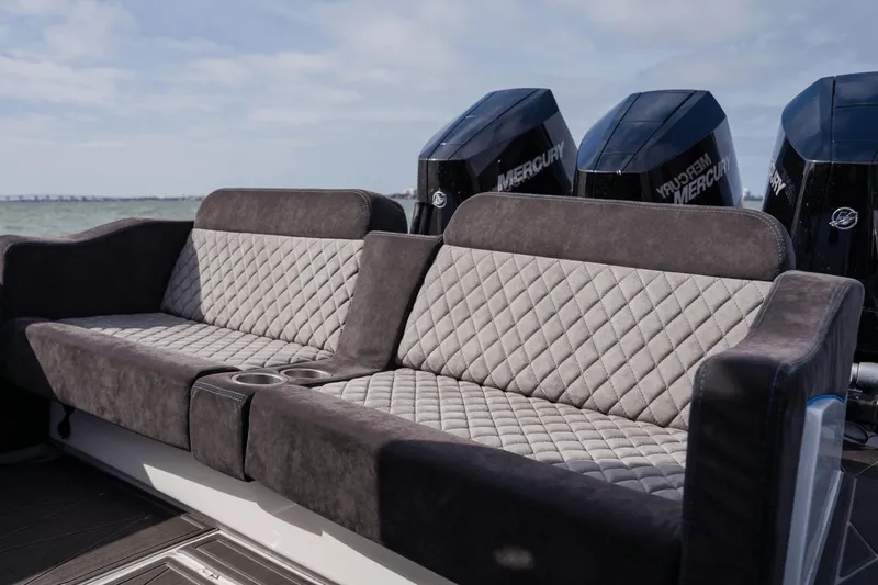Slide: The Image of Luxurious seating on 2024 Statement 38 Open boat with powerful Mercury engines. - 41