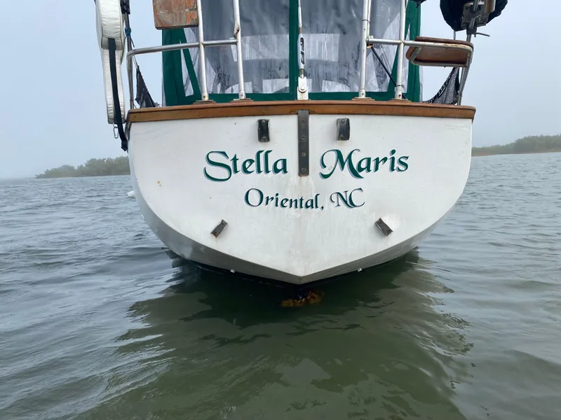 Slide: The Image of Cabo Rico 38 sailboat "Stella Maris" in water, Oriental, NC, 1988 model. - 20