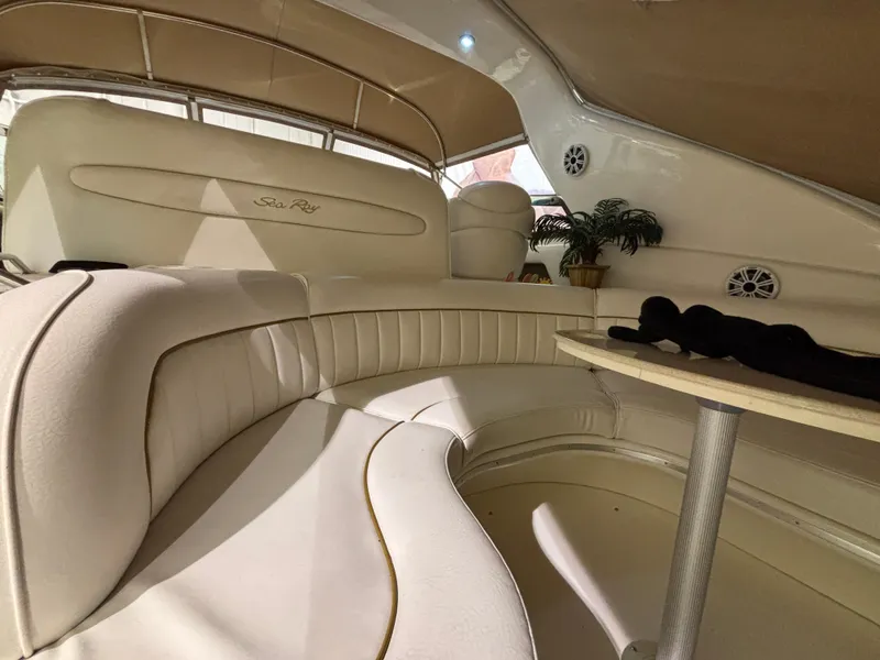 Slide: The Image of Engine room of 1999 Sea Ray Sundancer 450 yacht, showcasing detailed mechanical components. - 11