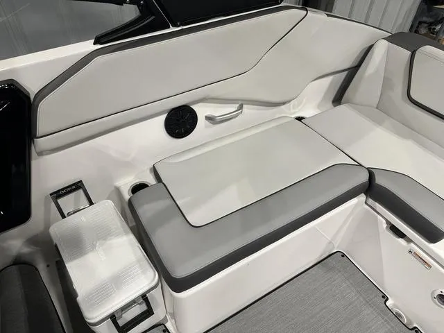 Slide: The Image of 2025 Yamaha AR250 boat interior with sleek seating and modern design. - 10