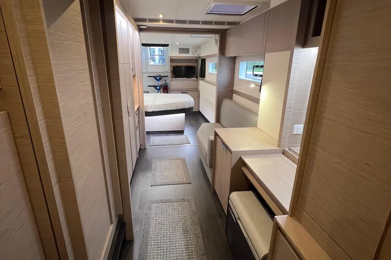 Slide: The Image of Cozy bedroom interior of 2022 Fountaine Pajot Aura 51 yacht with modern design. - 41
