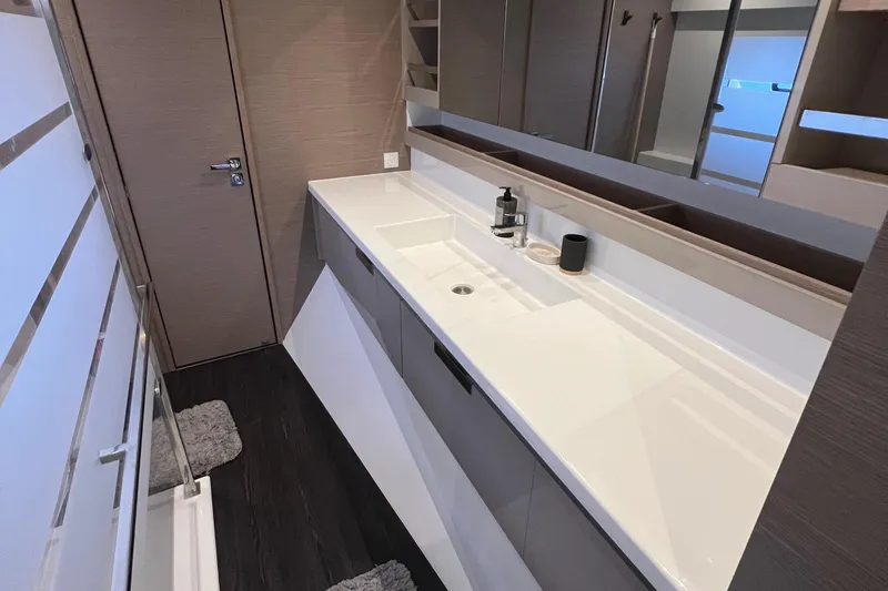 Slide: The Image of 2022 Fountaine Pajot Aura 51 yacht cockpit with Garmin navigation system. - 44