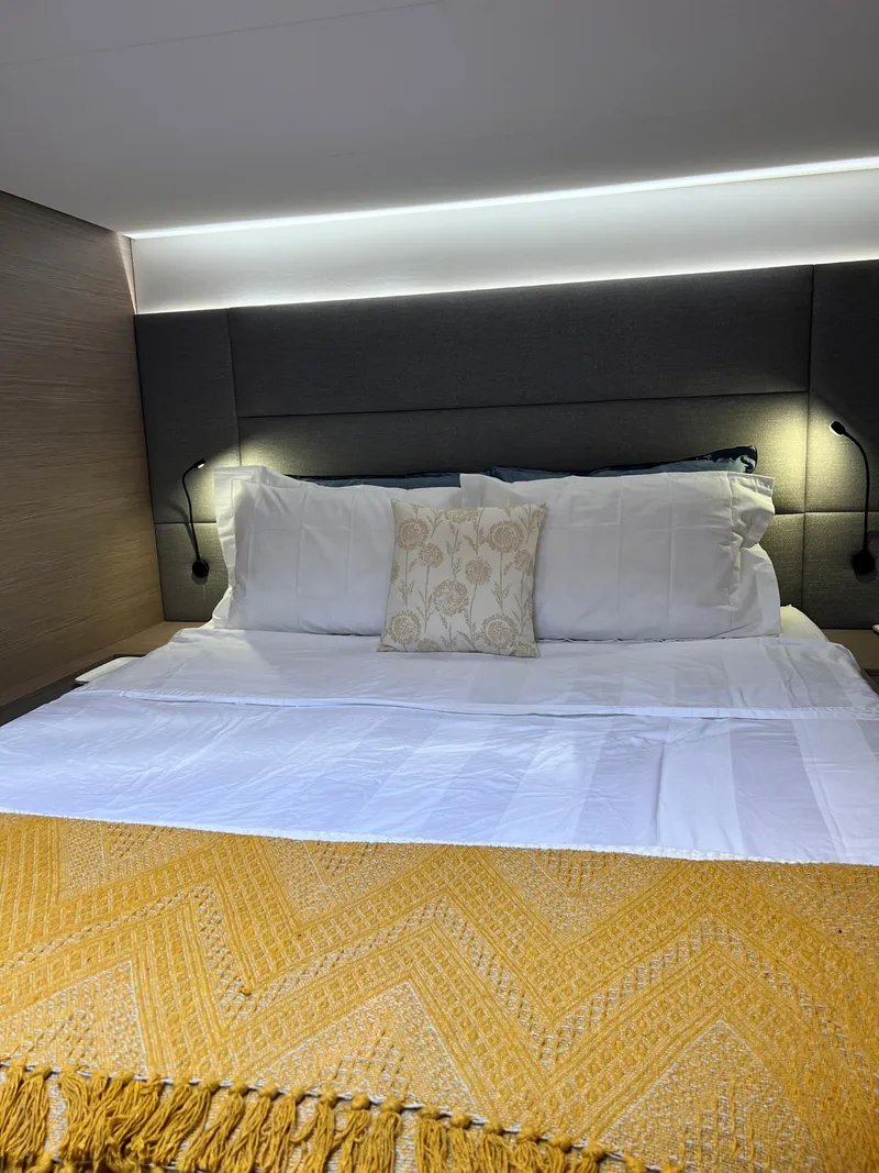 Slide: The Image of Cockpit view of 2022 Fountaine Pajot Aura 51 yacht with winches and ropes. - 47